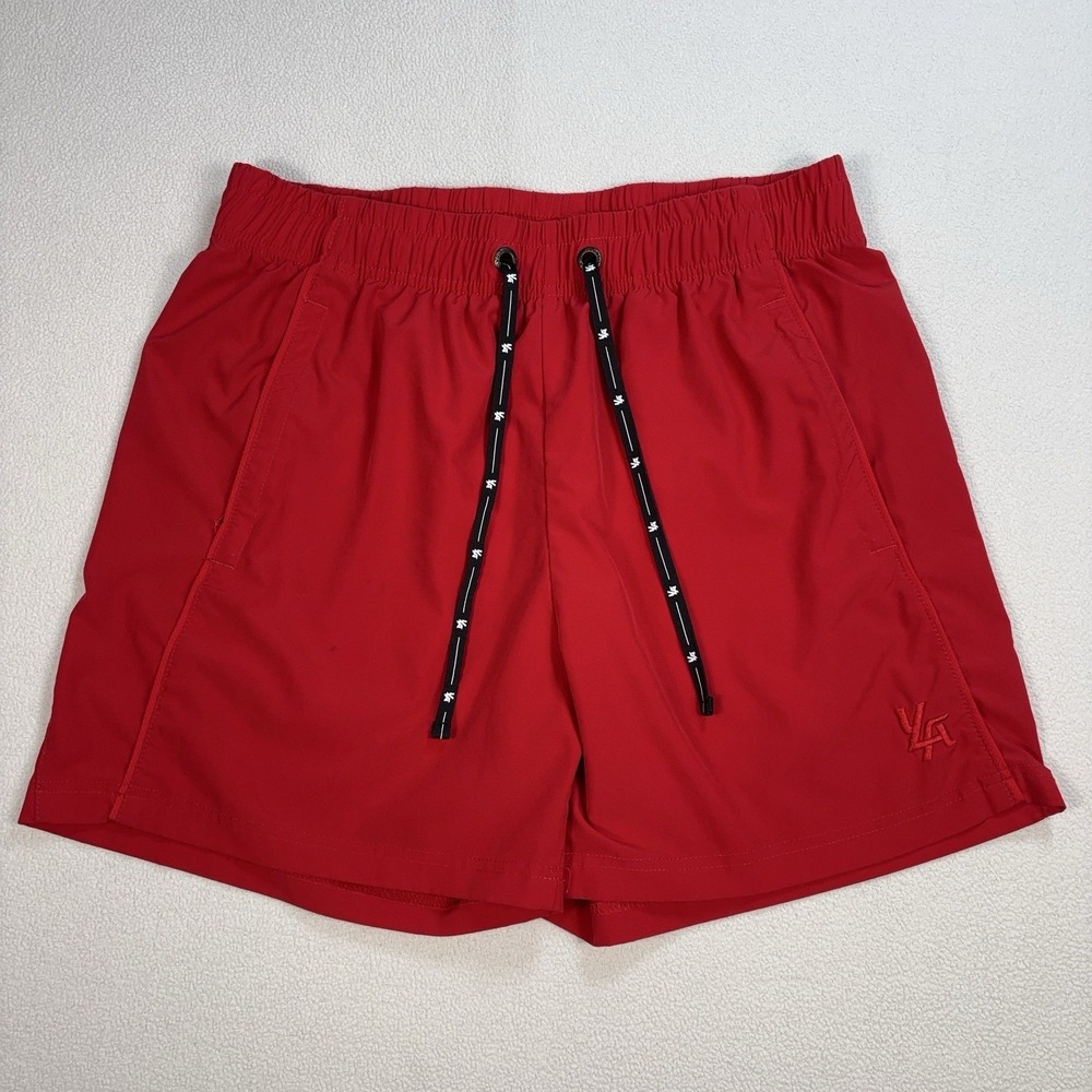 YoungLA 101 Bodybuilding 4" Shorts Men's XL Red Stretch Drawstring Lifting Gym